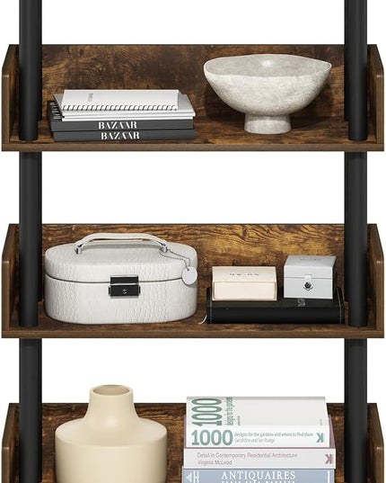 Furinno Turn-N-Tube 5-Tier Toolless Display Rack, Amber Pine/Black - LeafyLoom