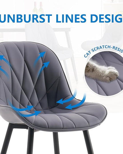 YOUNIKE Dining Chairs Set of 2, GrayishPurple Elegant Kitchen & Dining Room Chairs, Modern Faux Leather Padded Dining Chair, Armless Bedroom Side Chairs Dinner Chairs Dinning Chairs - LeafyLoom