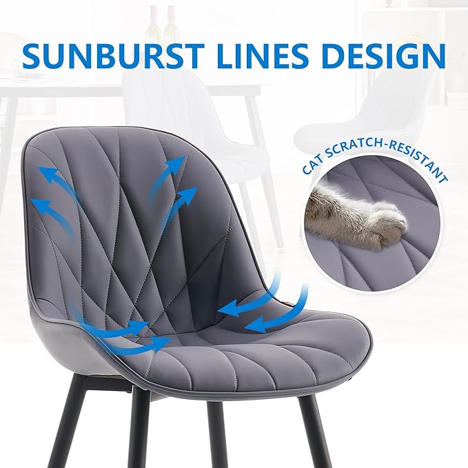 YOUNIKE Dining Chairs Set of 2, GrayishPurple Elegant Kitchen & Dining Room Chairs, Modern Faux Leather Padded Dining Chair, Armless Bedroom Side Chairs Dinner Chairs Dinning Chairs - LeafyLoom