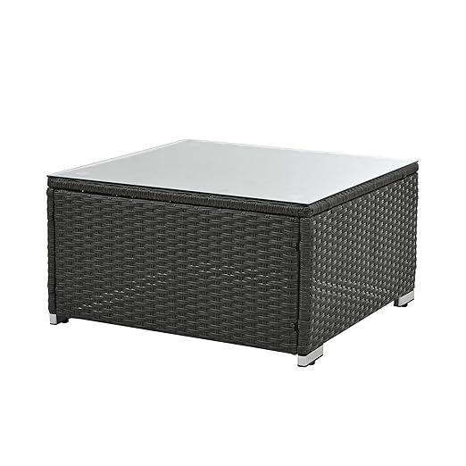 7 Piece Patio, Outdoor Furniture Sectional Sofa Rattan Wicker Conversation Set with Coffee Table and Water-resistant Cushion for Backyard Porch Balcony, B-Dark Gray d - LeafyLoom