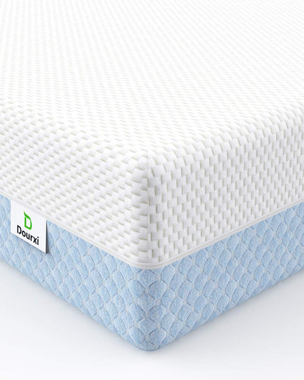 Crib Mattress, Dual Sided Comfort Memory Foam Toddler Bed Mattress, Triple-Layer Breathable Premium Baby Mattress for Infant and Toddler w/Removable Outer Cover - White&Blue - LeafyLoom