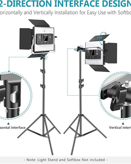 Neewer 2-Pack 530 LED Video Lighting Kit with APP Control, Dimmable Bi-Color 3200K~5600K Video Light with U Bracket, Barndoor, Stand and Bag for Photography/YouTube/Live Streaming/Zoom Meeting Neewer