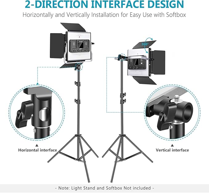 Neewer 2-Pack 530 LED Video Lighting Kit with APP Control, Dimmable Bi-Color 3200K~5600K Video Light with U Bracket, Barndoor, Stand and Bag for Photography/YouTube/Live Streaming/Zoom Meeting Neewer