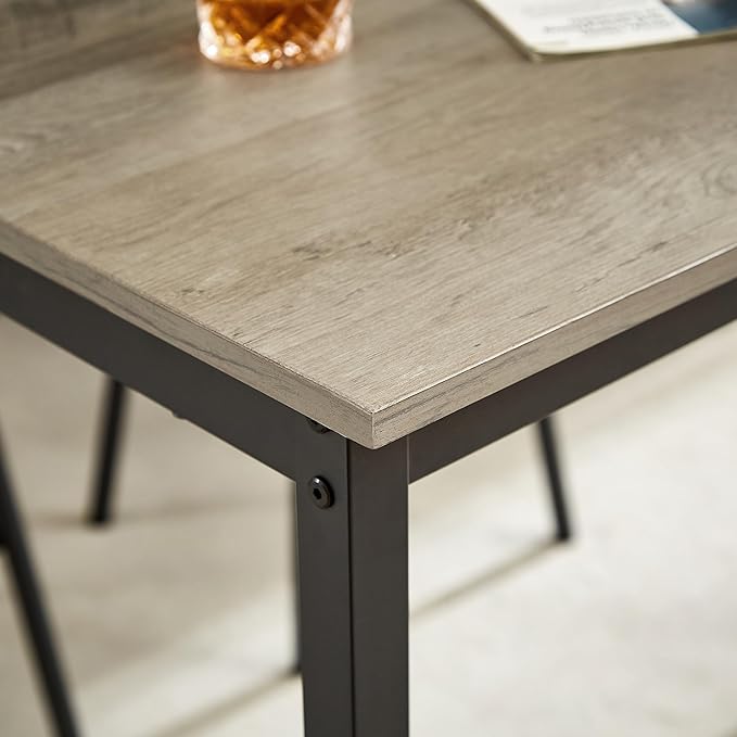 NicBex Dining Room Table Set for 4 Breakfast Nook Table Set Pub High Dining Table 5 Piece Set with 4 Pu Leather Bar Chairs for Kitchen Dining Room, Industrial Style, Grey - LeafyLoom