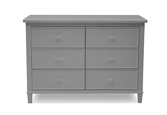 Delta Children Fancy 4-in-1 Convertible Crib and 6 Drawer Dresser Bundle, Grey - LeafyLoom