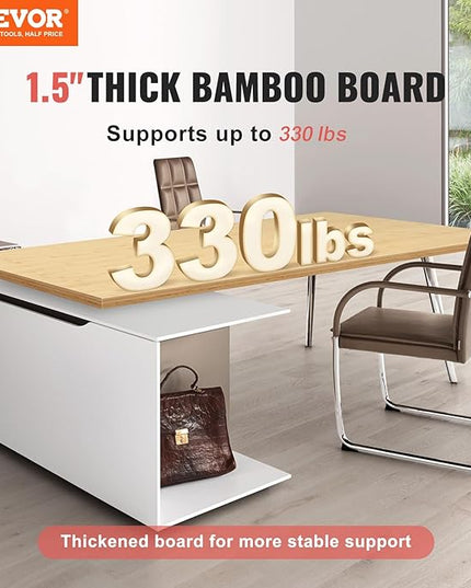 VEVOR Bamboo Table Top, 70.9" x 29" x 1.5", 330 lbs Load Capacity, Universal Solid One-Piece Bamboo Desktop for Height Adjustable Electric Standing Desk Frame, Rectangular Countertop for Home & Office - LeafyLoom
