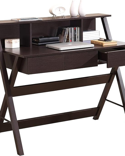 NicBex Laik-DW-00040-DX Desks, 43.25" W x 21.75" D x 38" H, Brown - LeafyLoom