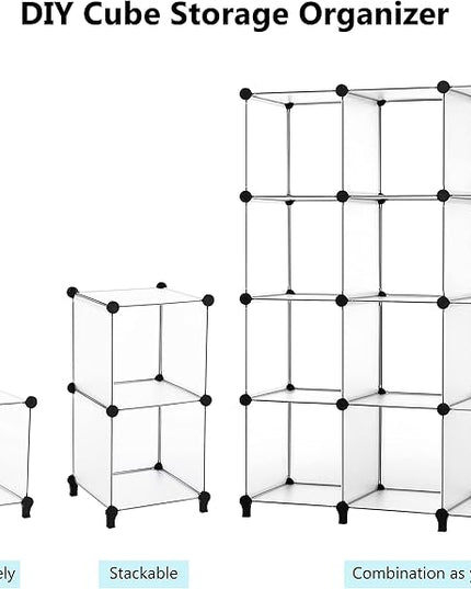 ANWBROAD Cube Storage Organizer 12-cube DIY Modular Closet Organizer Plastic Bookshelf Bookcase Storage Shelves Units Rubber Hammer for Bedroom Office Living Room ULCS012T - LeafyLoom