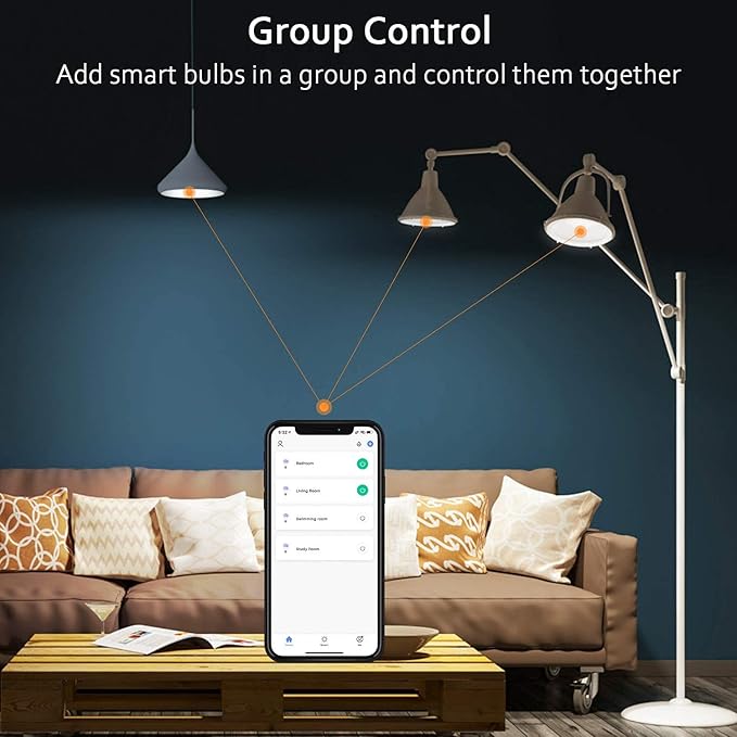 Peteme Smart WiFi Light Bulbs, Led RGB Color Changing Bulbs Compatible with Alexa, Siri,Echo, Google Home, A19 E26 60W Smart Bulbs 1 Pack Peteme