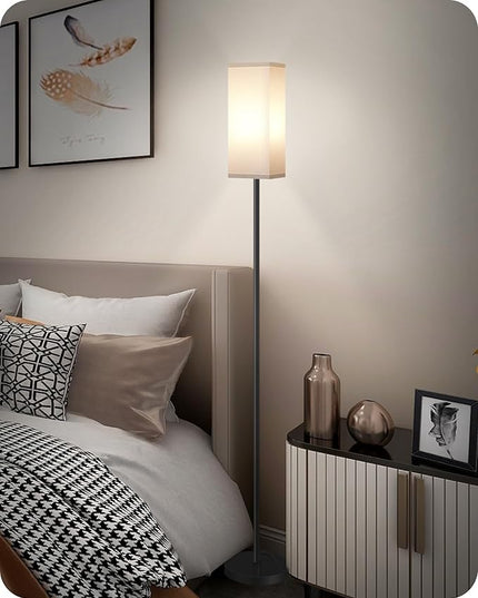 Floor Lamp, Pole Lamp with Foot Switch, Modern Standing Lamp Lampshade, Minimalist Freestanding Lamp (Bulb Not Included), for Living Room, Bedroom Office FCC Listed, Black and White CW07LD05 - LeafyLoom