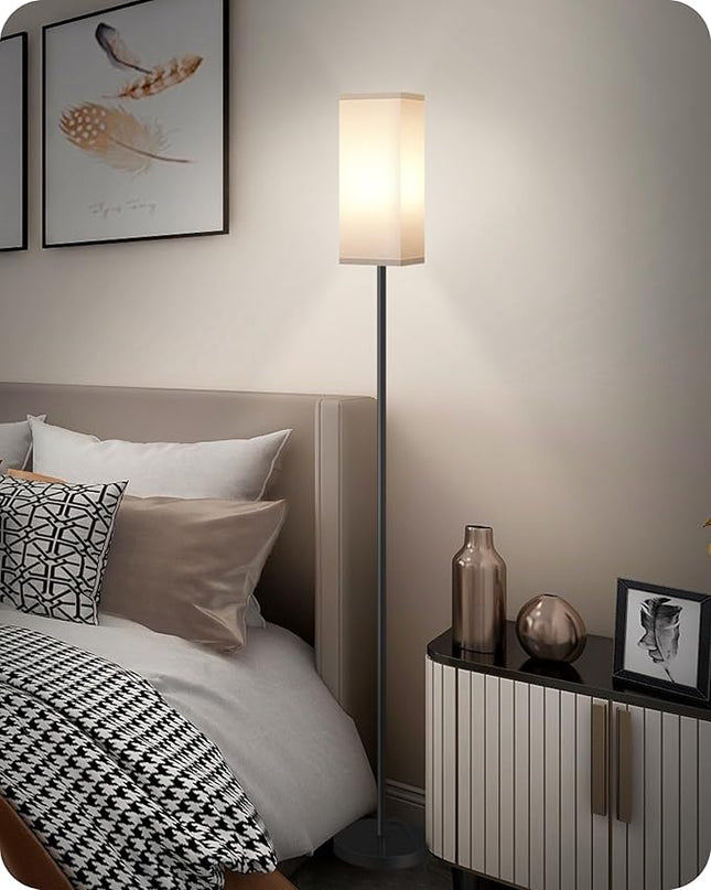 Floor Lamp, Pole Lamp with Foot Switch, Modern Standing Lamp Lampshade, Minimalist Freestanding Lamp (Bulb Not Included), for Living Room, Bedroom Office FCC Listed, Black and White CW07LD05 - LeafyLoom