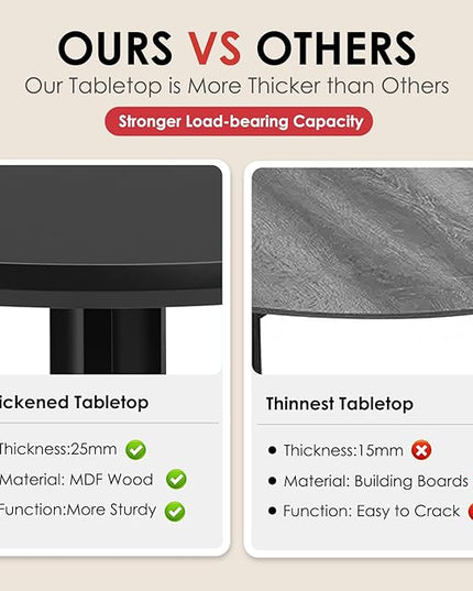 Farini Black Dining Table for 4-6 Person,47" Round Wooden Dining Tabletop and Metal Frame for Home Kitchen Dining Desk (47 inch,120cm) - LeafyLoom