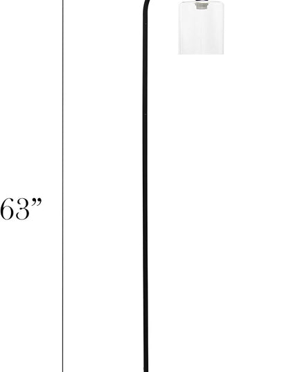 Simple Designs LF1036-BLK Antique Style Industrial Iron Lantern Floor Lamp with Glass Shade, Black 12 x 10 x 63 - LeafyLoom