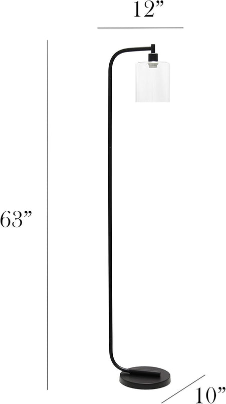 Simple Designs LF1036-BLK Antique Style Industrial Iron Lantern Floor Lamp with Glass Shade, Black 12 x 10 x 63 - LeafyLoom