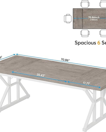 Tribesigns 70.8-Inch Executive Desk, Large Computer Office Desk Workstation, Modern Simple Style Laptop Desk Study Writing Table Business Furniture for Home Office (Grey/White, 70.8 Inch) - LeafyLoom