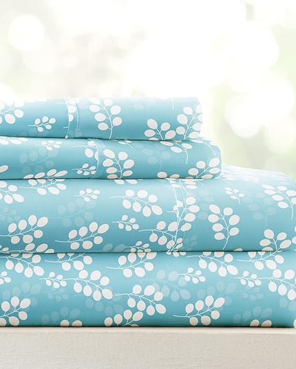 Linen Market 4 Piece Twin Bedding Sheet Set (Wheatfield Pale Blue) - Sleep Better Than Ever with These Ultra-Soft & Cooling Bed Sheets for Your Twin Size Bed - Deep Pocket Fits 16" Mattress - LeafyLoom