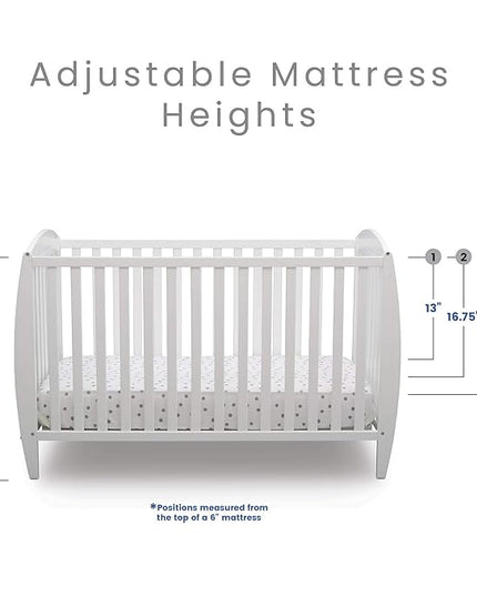 Delta Children Taylor 4-in-1 Convertible Baby Crib, Easy to Assemble, Sustainable New Zealand Wood, JPMA Certified, White - LeafyLoom