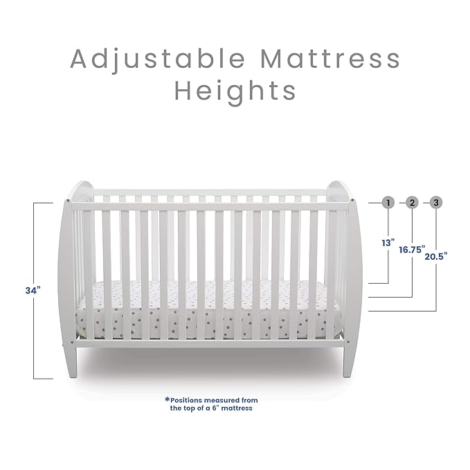 Delta Children Taylor 4-in-1 Convertible Baby Crib, Easy to Assemble, Sustainable New Zealand Wood, JPMA Certified, White - LeafyLoom
