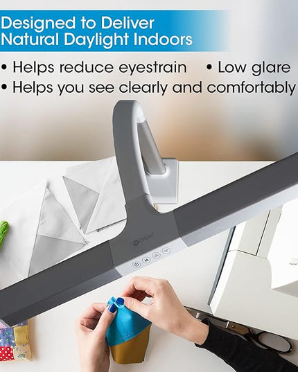 OttLite LED Desk Lamp with Sturdy Clamp - Extra Wide Lighting, Dimmable with 5 Brightness Settings & Energy Efficient Natural Daylight LEDs for Home Office, Computer Desk, Dorms & Workbench - LeafyLoom