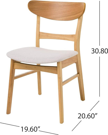 Christopher Knight Home Idalia Dining Chairs, 2-Pcs Set, Light Beige / Oak Finish - LeafyLoom