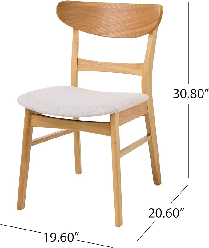 Christopher Knight Home Idalia Dining Chairs, 2-Pcs Set, Light Beige / Oak Finish - LeafyLoom