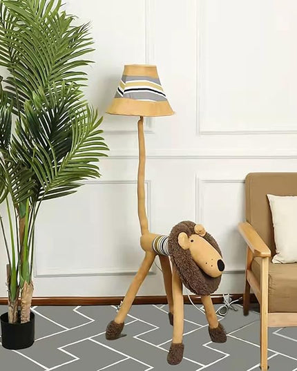 Kids Floor Lamp, Brown Lion Creative Design Modern Floor Lamp for Bedroom, 51 Inch Hand-Stitched Toy Standing Lamp for Living Room, Package Come with an E26 LED Bulb (Brown Lion) - LeafyLoom