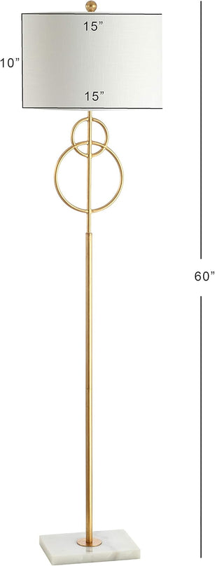 JONATHAN Y JYL1097A Haines 60" Modern Circle Marble/Metal LED Floor Lamp Classic,Glam,Transitional for Bedrooms, Living Room, Office, Reading, Gold - LeafyLoom