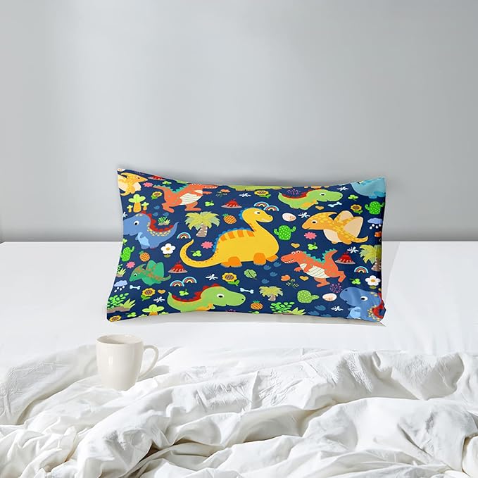 Dinosaur Bedding Twin - Dinosaur Comforter Set Twin for Boys Bedroom Dinosaur Twin Bedding Set Blue Green Boys Room Decor Kids Twin Dinosaur Bedding Set, Twin (1 Comforter 1 Pillowcase) - LeafyLoom