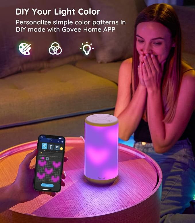 Govee RGBIC Table Lamp, Smart Lamp Work with Alexa, LED Lamp with Music Sync and 43 Scene Modes, Color Changing Lamp for Bedroom Decor, Dimmable Night Light (Corded Electric) Govee