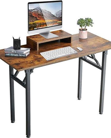 TEMI Foldable Desks for Small Spaces - Quick and Easy Setup Portable Desk. Folding Table for Office, Bedroom, or Outdoor Activities. Small Foldable Desk Functions, as a Computer Table and Study Desk - LeafyLoom