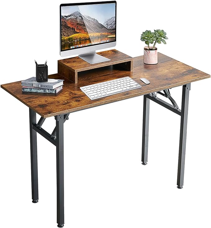 TEMI Foldable Desks for Small Spaces - Quick and Easy Setup Portable Desk. Folding Table for Office, Bedroom, or Outdoor Activities. Small Foldable Desk Functions, as a Computer Table and Study Desk - LeafyLoom