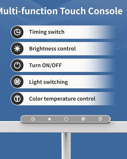 Desk Lamp, 3 Colors Stepless Dimming LED Desk Lamps for Home Office Adjustable Memory Desk Light with Clamp Touch Control Office Lamp Eye Caring Computer Light for Working Sewing(White) - LeafyLoom