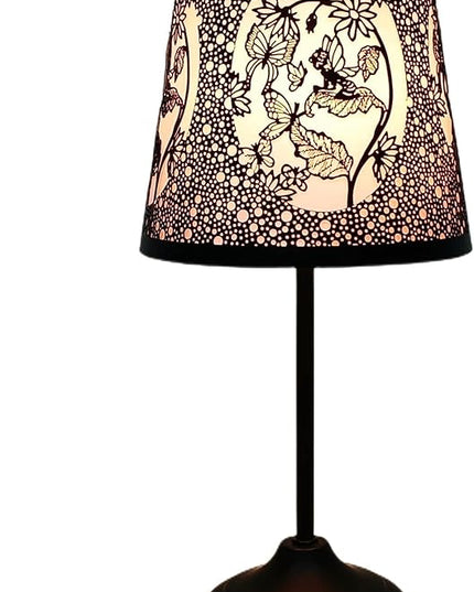 Flower Fairy Touch Lamp with Dimmable Touch Switch,Black Metal Cutout Shade, Flower Fairy Decoration Desk Lamp - LeafyLoom