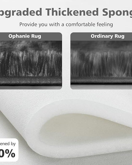 Ophanie Rugs for Bedroom, Machine Washable Fluffy Shaggy Soft Area Rug, Non-Slip Indoor Floor Carpet for Living Room, Kids Boys Teen Dorm Home Decor Aesthetic, Nursery, 4x6 Feet Black and Grey - LeafyLoom
