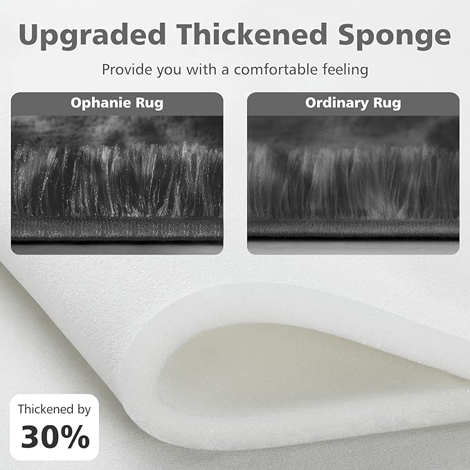 Ophanie Rugs for Bedroom, Machine Washable Fluffy Shaggy Soft Area Rug, Non-Slip Indoor Floor Carpet for Living Room, Kids Boys Teen Dorm Home Decor Aesthetic, Nursery, 4x6 Feet Black and Grey - LeafyLoom