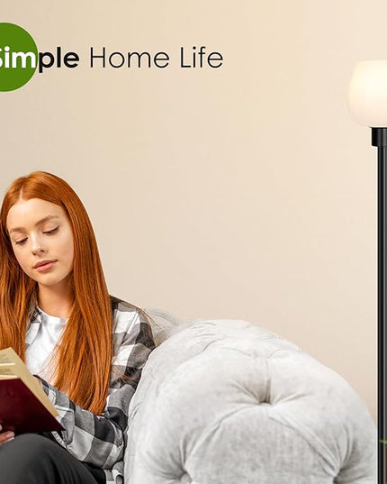 Floor Lamp for Living Room with 3 Color Temperatures, Standing Lamp with White Opal Glass Lampshade, Modern Tall Lamp with Foot Switch, Pole Lamp for Office Bedroom Dining Room, 9W LED Bulb Included - LeafyLoom