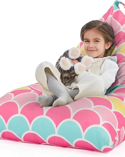 Nobildonna Stuffed Animal Storage Bean Bag for Kids (No Filler), Extra Large 250L Bean Bag Chair Cover Only, Washable Beanbag Without Filling Soft Premium Canvas Stuffable Bean Bag Cover (Mermaid) - LeafyLoom