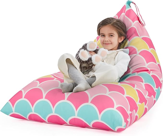 Nobildonna Stuffed Animal Storage Bean Bag for Kids (No Filler), Extra Large 250L Bean Bag Chair Cover Only, Washable Beanbag Without Filling Soft Premium Canvas Stuffable Bean Bag Cover (Mermaid) - LeafyLoom