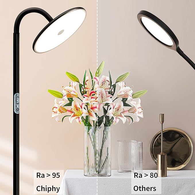 chiphy Floor Lamp, 76'' Tall Lamp, 40W 3500LM 30000Lux Super Bright Floor Lamp, Dimmable Brightness, with Smart Plug, for Living Room Bedroom Office - LeafyLoom