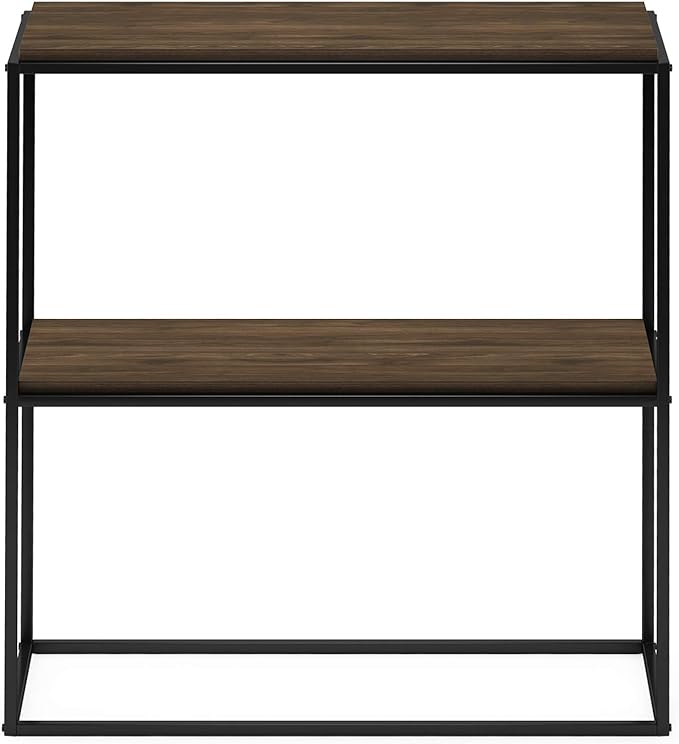Furinno Moretti Modern Wide Stackable Metal Shelf, Columbia Walnut - LeafyLoom