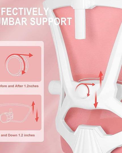 Misolant Ergonomic Office Chair with Footrest, Ergonomic Desk Chair with Adjustable 2D Lumbar Support, High Back Office Chair with Adjustable Headrest, Comfortable Executive Office Chair -Pink - LeafyLoom