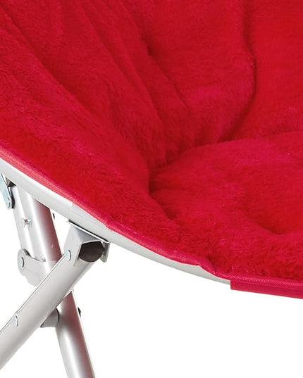 Faux Fur Saucer Chair, Adult, Red, 22"D x 32"W x 29"H - LeafyLoom