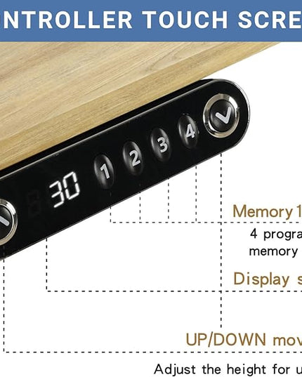 Adjustable Height L-Shaped Electric 59 Inch Sit-Stand Computer Desk with 3 Splice Boards, Lockable Casters-Ideal for Home Office, 59Inch, Oak - LeafyLoom