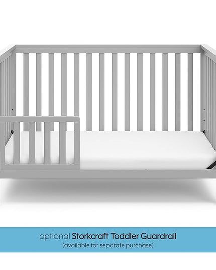 Storkcraft Hillcrest 4-in-1 Convertible Crib (Pebble Gray) - Converts to Daybed, Toddler Bed, and Full-Size Bed, Fits Standard Full-Size Crib Mattress, Adjustable Mattress Support Base - LeafyLoom