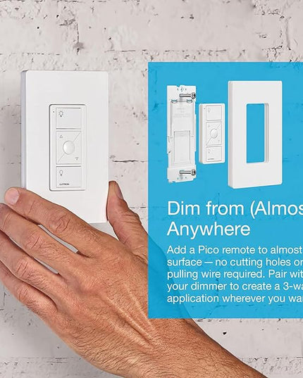 Lutron Caseta Original Smart Dimmer Switch With Wallplate (Lutron Smart Hub Required), for LED Lights, 150 Watt, Single-Pole/3-Way, No Neutral Required, PDW-6WCL-WH-A, White Lutron