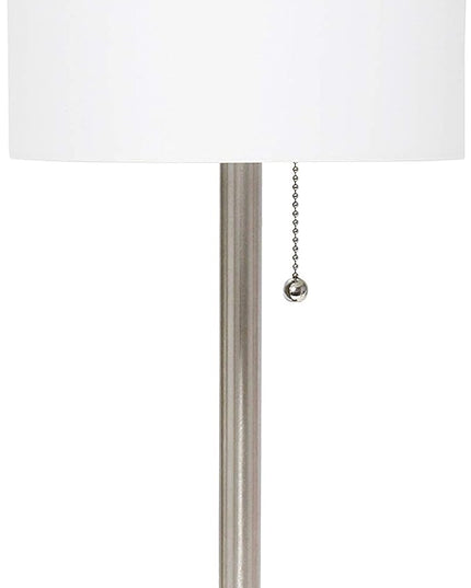 Simple Designs LT1076-BNW Tapered Fabric Drum Shade Table Lamp, Brushed Nickel and White - (Pack of 4) - LeafyLoom