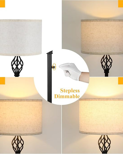 Floor Lamps for Living Room, Standing Lamp, Modern Floor lamp with Linen Shade, Rotary Switch, LED Bulb Included(10W 1000LM), Stepless Dimmable Floor Lamp for Bedroom, Reading Tall Lamp for Office - LeafyLoom