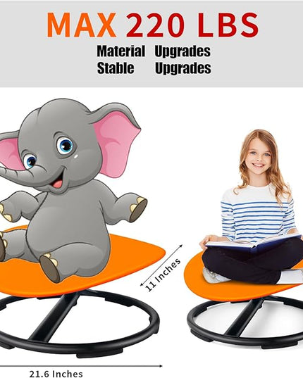 Kids Sensory Swivel Chair, Autism Sensory Chair, Spinning Chair for Autistic Kids, Small Space, Spin Seat, Metal Base, Non-Slip Design, Orange - LeafyLoom