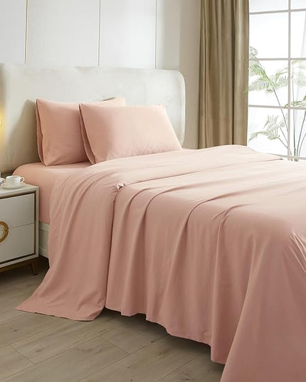 HighBuy Blush Pink Full Size Sheet Set Extra Soft Deep Pocket Sheets Set,4 Piece Bed Sheets Set Fit 16 Mattress,Wrinkle,Fade,Stain Resistant Cooling Bed Sheets,Fitted Sheets,Pillowcases Set - LeafyLoom