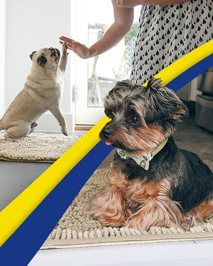 Muddy Mat® Shown on TV – Super Absorbent Microfiber Dog Door Mat for Muddy Paws, Non-Slip Washable Pet Rug, Quick Dry Chenille Entryway Carpet, Machine Washable Indoor Outdoor mat, Beige 30"x19" MuddyMat
